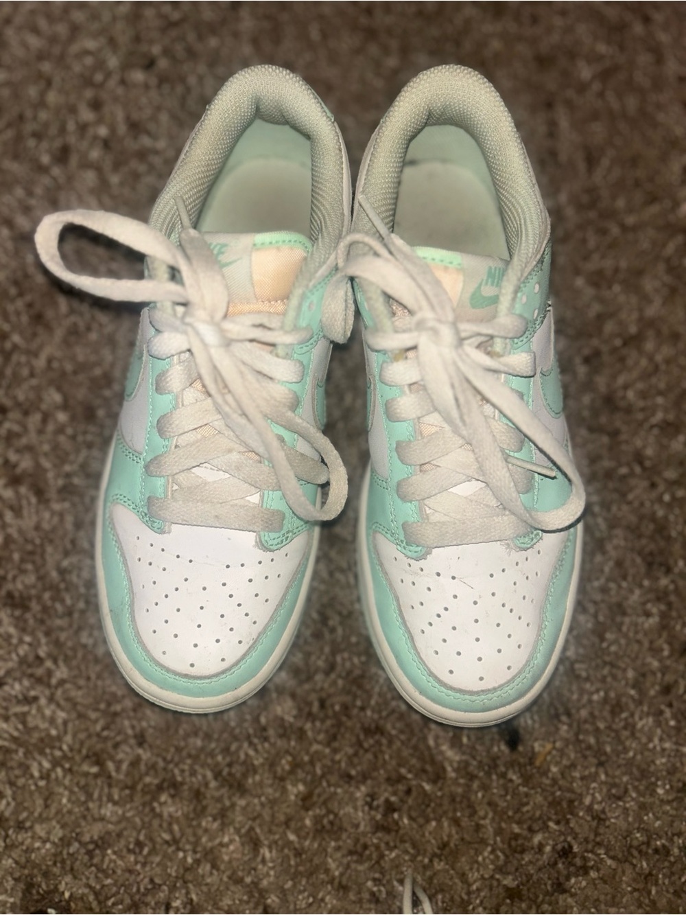 Nike Kids Mint Green & White Low-Top Sneakers